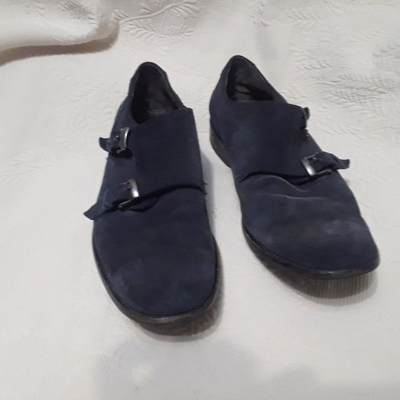 JOHN VARVATOS Double Monk Shoes Blue Suede - Picture 3 of 10